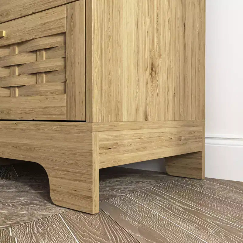 Commode double de ferme avec 6 tiroirs et poignées dorées, 120 cm L