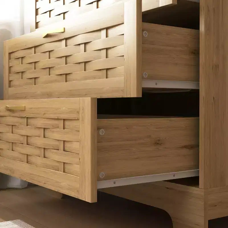 Commode Verticale de Ferme avec 4 Tiroirs et Poignées Dorées, 105 cm H