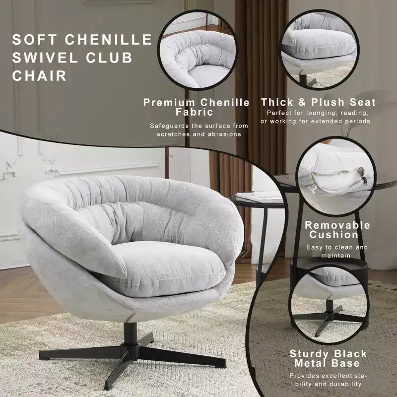 Fauteuil pivotant en chenille avec pieds en métal