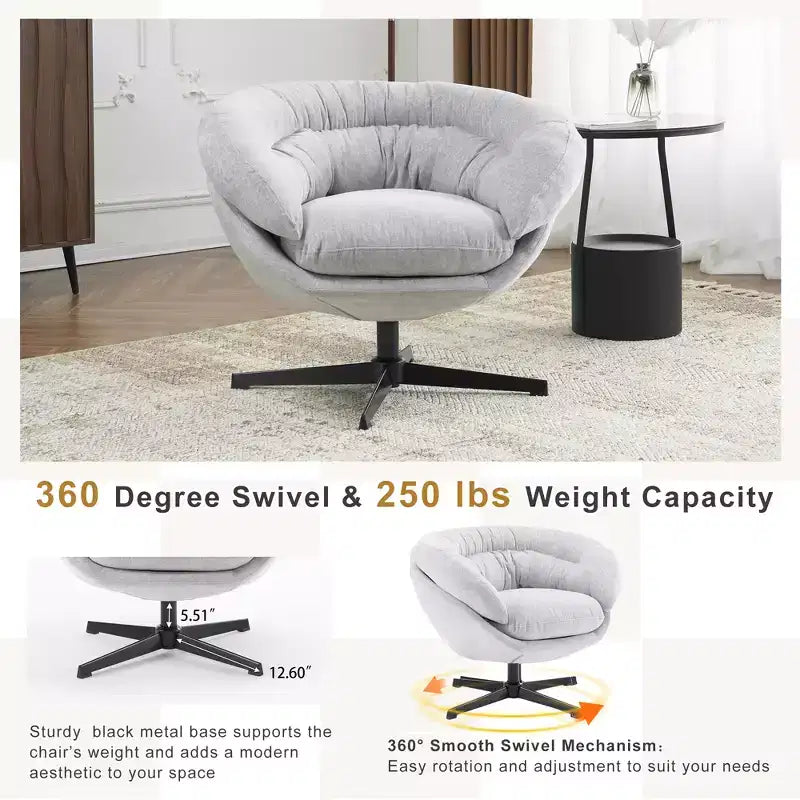 Fauteuil pivotant en chenille avec pieds en métal