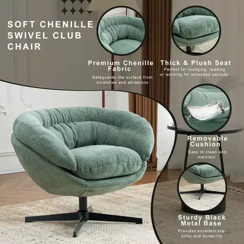 Fauteuil pivotant en chenille avec pieds en métal