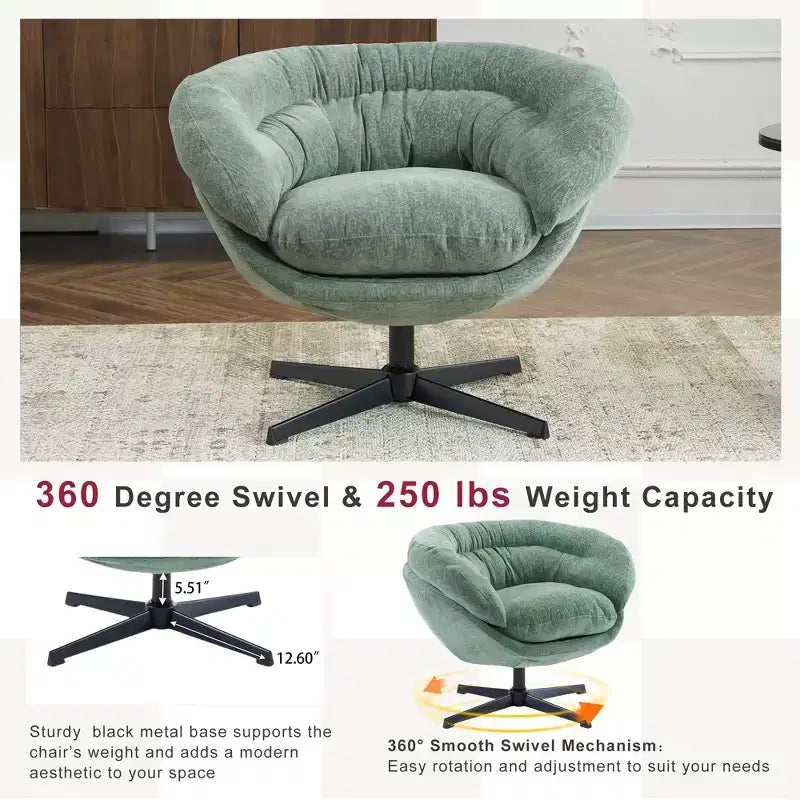 Fauteuil pivotant en chenille avec pieds en métal