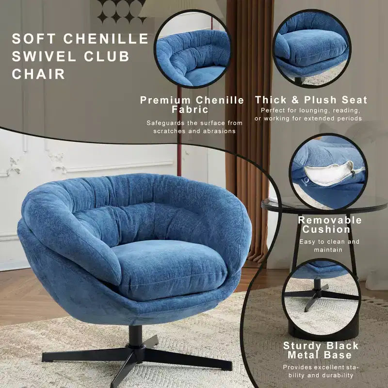 Fauteuil pivotant en chenille avec pieds en métal