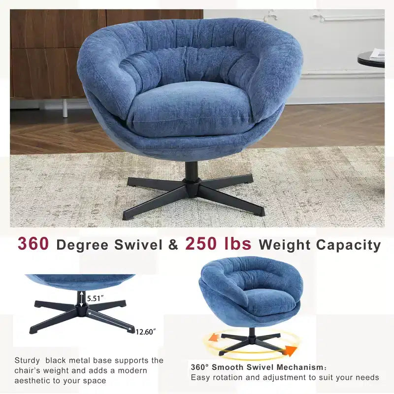 Fauteuil pivotant en chenille avec pieds en métal
