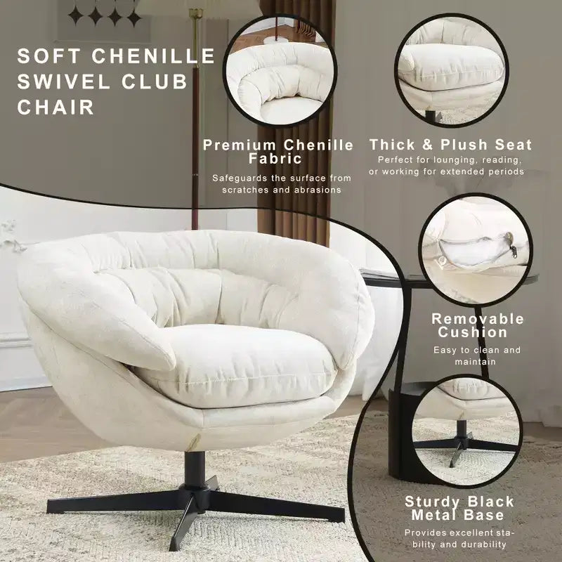 Fauteuil pivotant en chenille avec pieds en métal