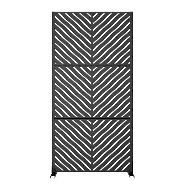Paravents Lignes Parallèles 01 Acier Galvanisé Noir 183x90x40cm