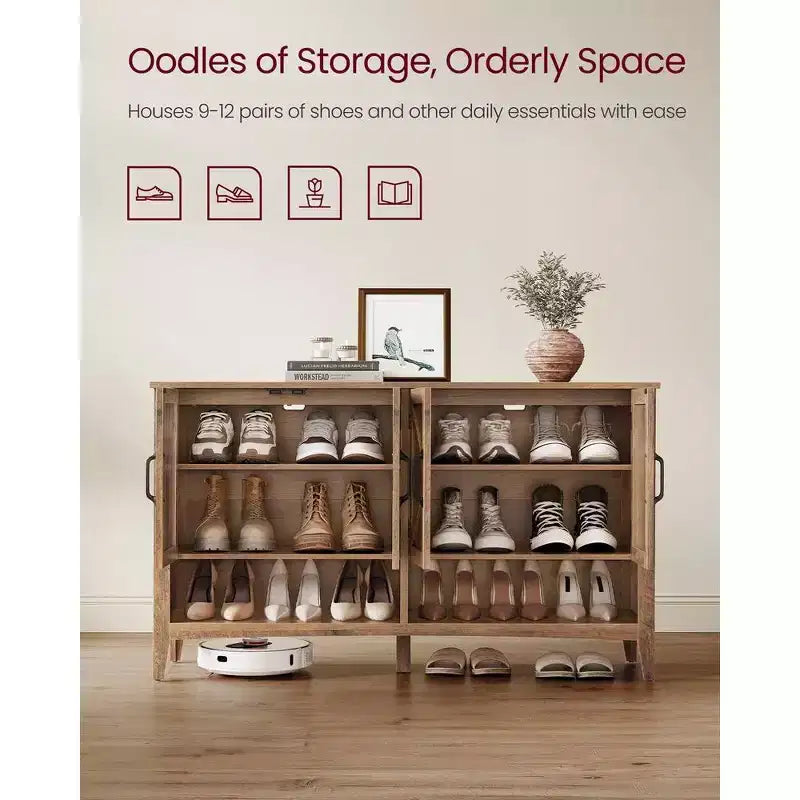Meuble à chaussures, organisateur de rangement à 3 niveaux, étagère à chaussures, meuble autoportant avec étagère réglable en hauteur, 35 x 120 x 70 cm