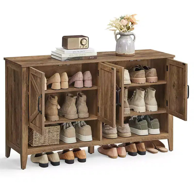 Shoe Cabinet, 3-Tier Shoe Storage Organizer, Shoe Shelf, Freestanding Cabinet with Height-Adjustable Shelf, 13.8 x 47.2 x 27.6 Inches