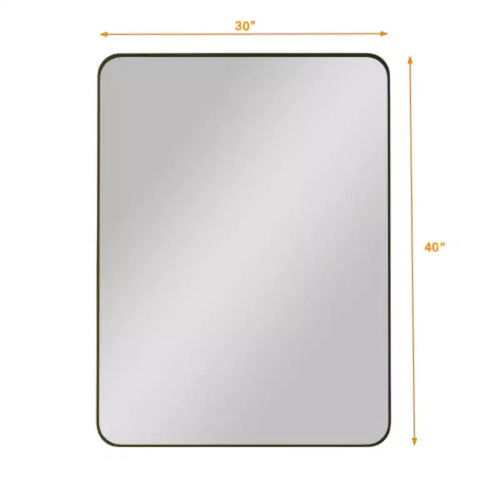 30x40 Black Rectangular Wall Mirror: Metal Frame, Vanity, Dressing - Ideal for Bath, Living, Bed