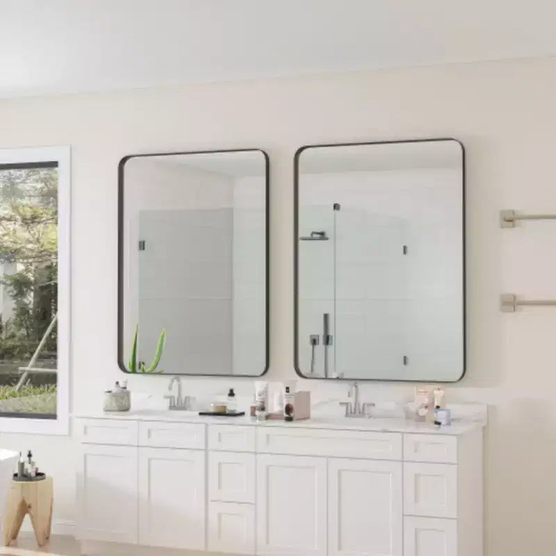 Miroir mural rectangulaire noir 30x40 : Cadre métallique, Coiffeuse, Habillage - Idéal pour la salle de bain, le salon, la chambre