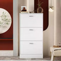 Hitow White Tipping Shoe Cabinet 3-Drawer Minimalist Lightweight Design