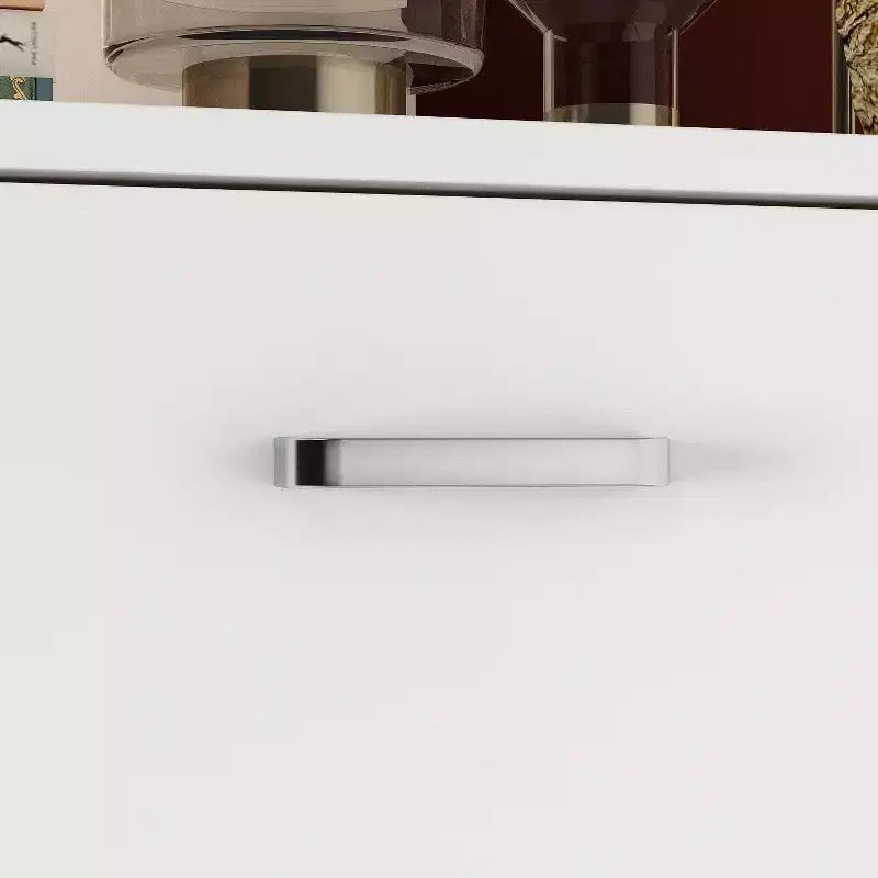 Meuble à chaussures blanc basculant avec 3 tiroirs, design léger et minimaliste