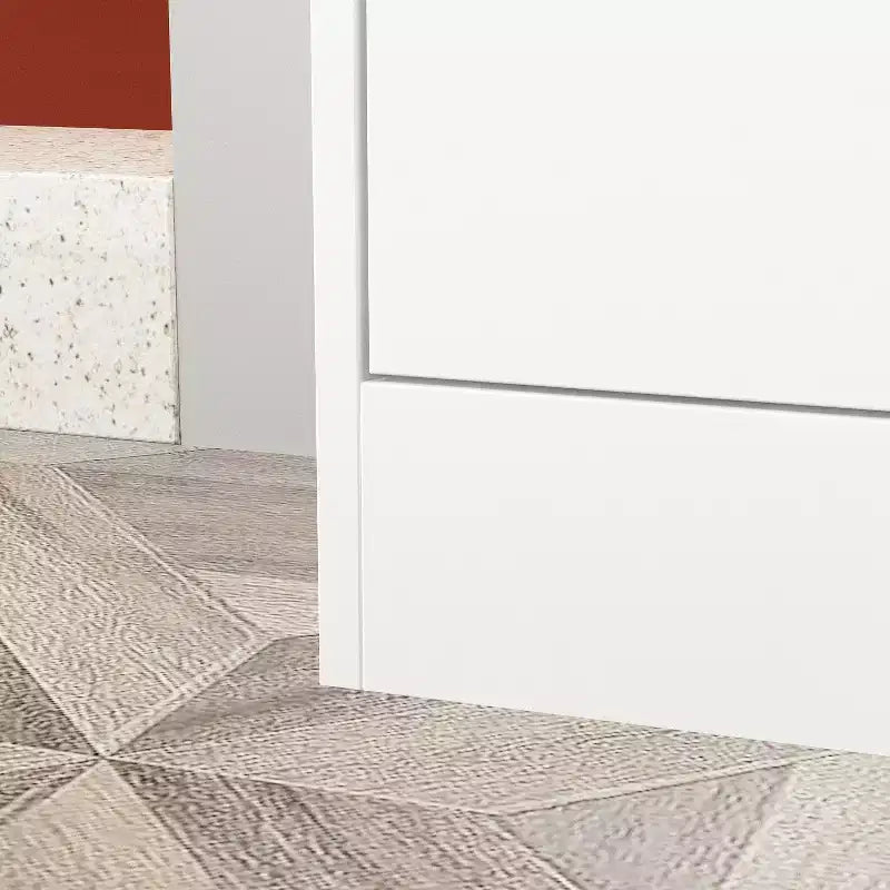 Meuble à chaussures blanc basculant avec 3 tiroirs, design léger et minimaliste