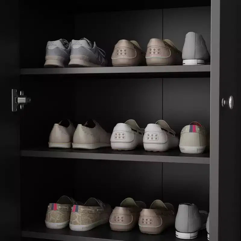 Meuble à chaussures vertical à double porte avec 8 étagères, Armoire de rangement