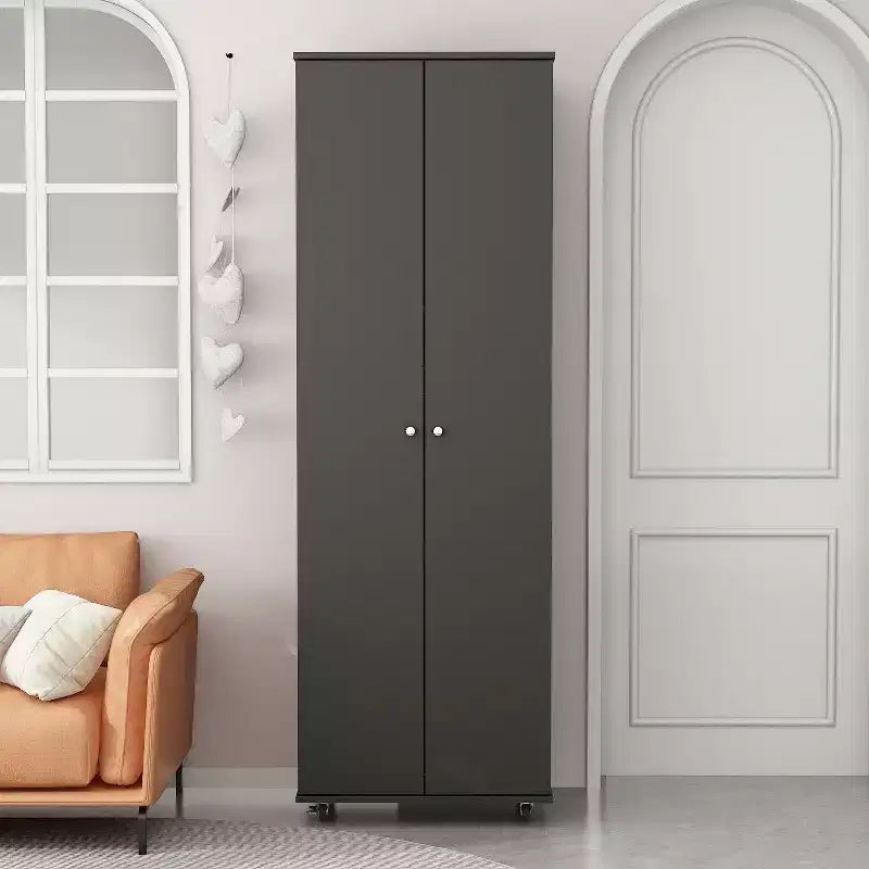 Meuble à chaussures vertical à double porte avec 8 étagères, Armoire de rangement