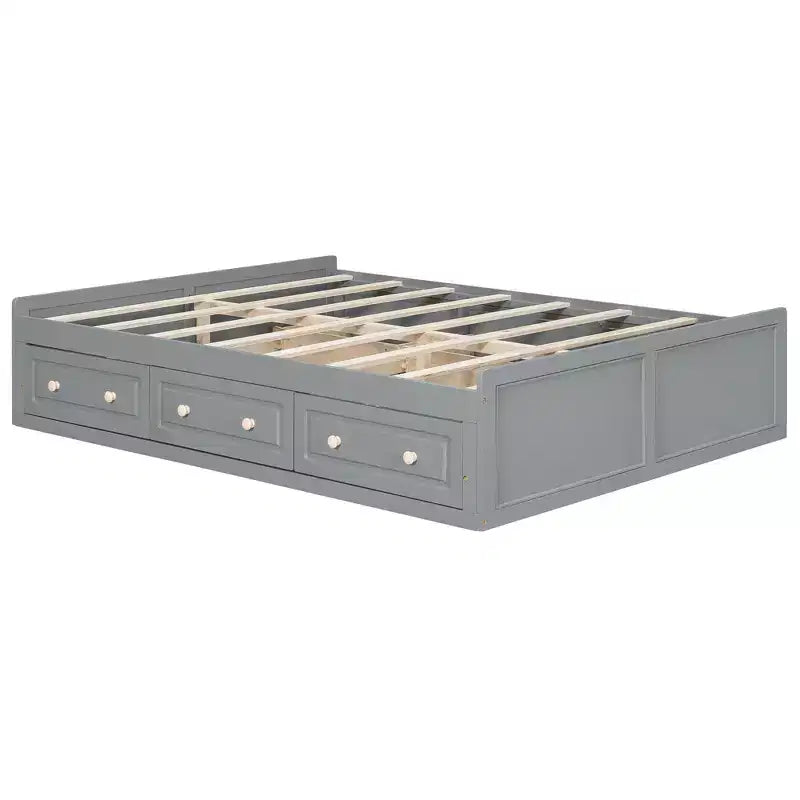 Lit plateforme en bois de taille Queen avec 6 tiroirs de rangement