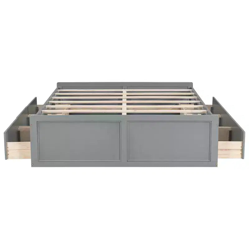 Lit plateforme en bois de taille Queen avec 6 tiroirs de rangement