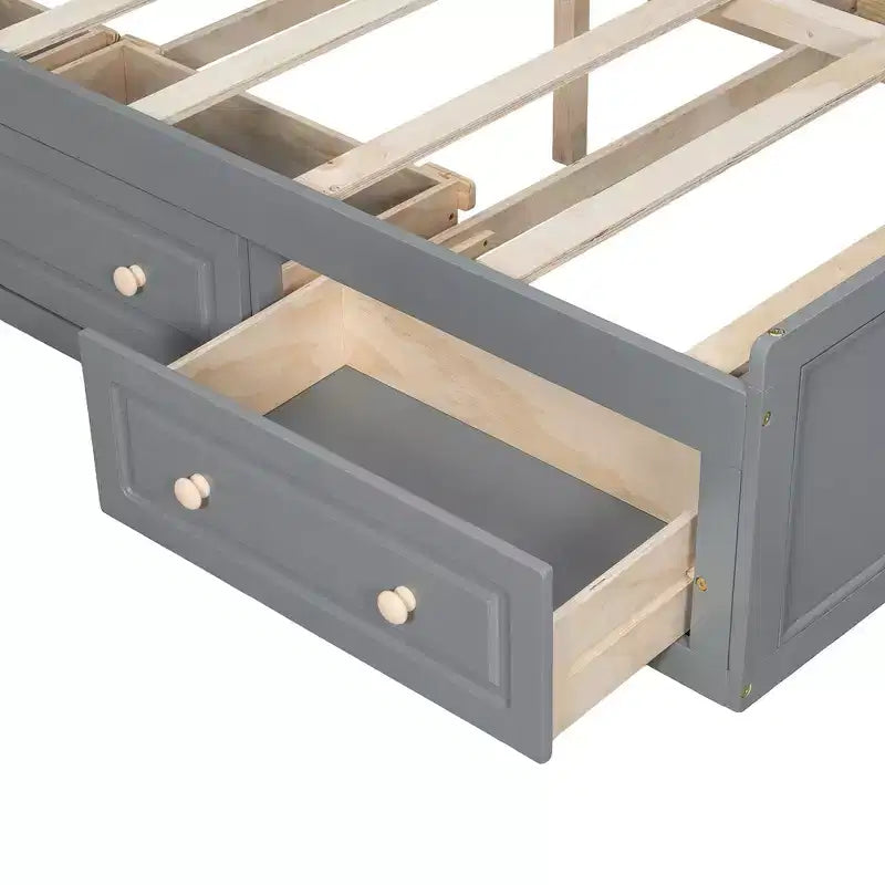 Lit plateforme en bois de taille Queen avec 6 tiroirs de rangement