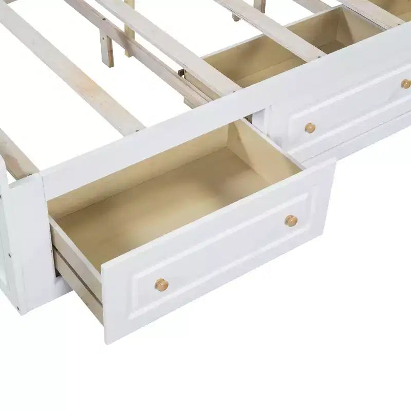 Lit plateforme en bois de taille Queen avec 6 tiroirs de rangement