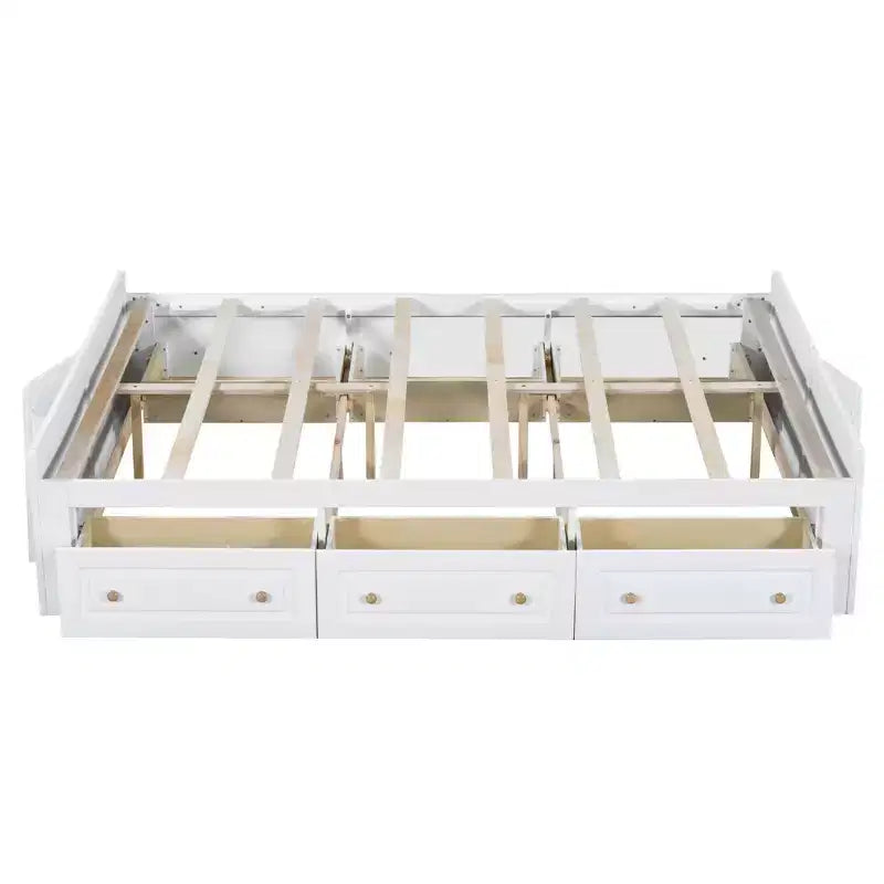 Lit plateforme en bois de taille Queen avec 6 tiroirs de rangement