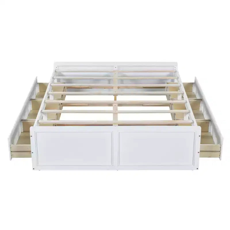Lit plateforme en bois de taille Queen avec 6 tiroirs de rangement