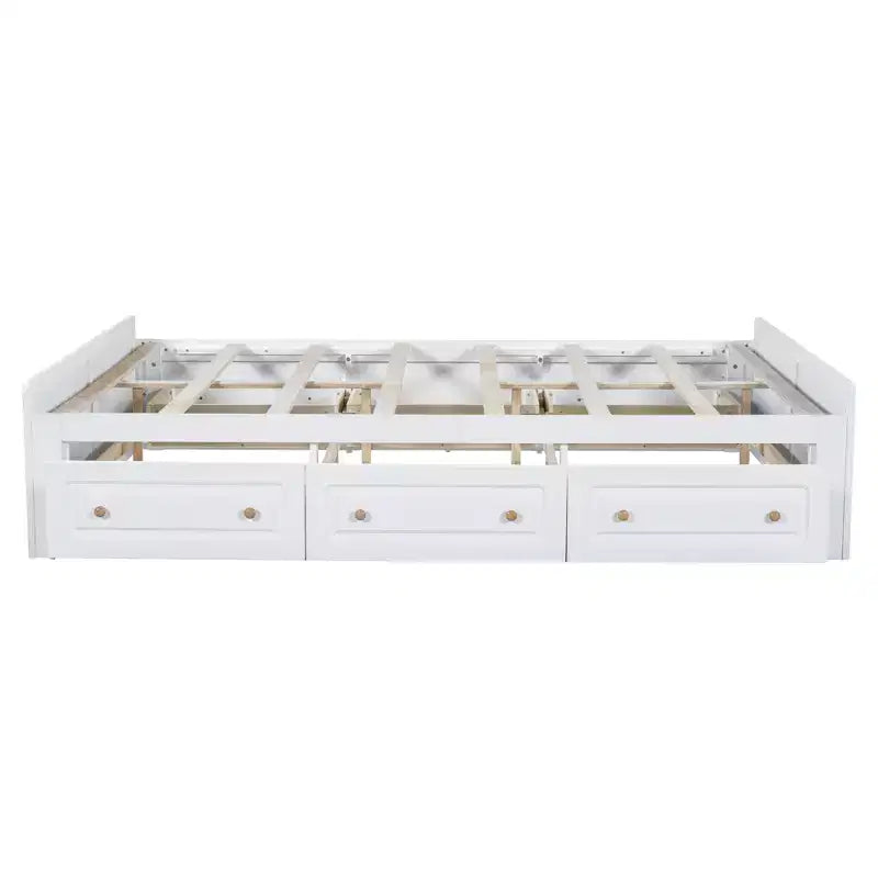 Lit plateforme en bois de taille Queen avec 6 tiroirs de rangement