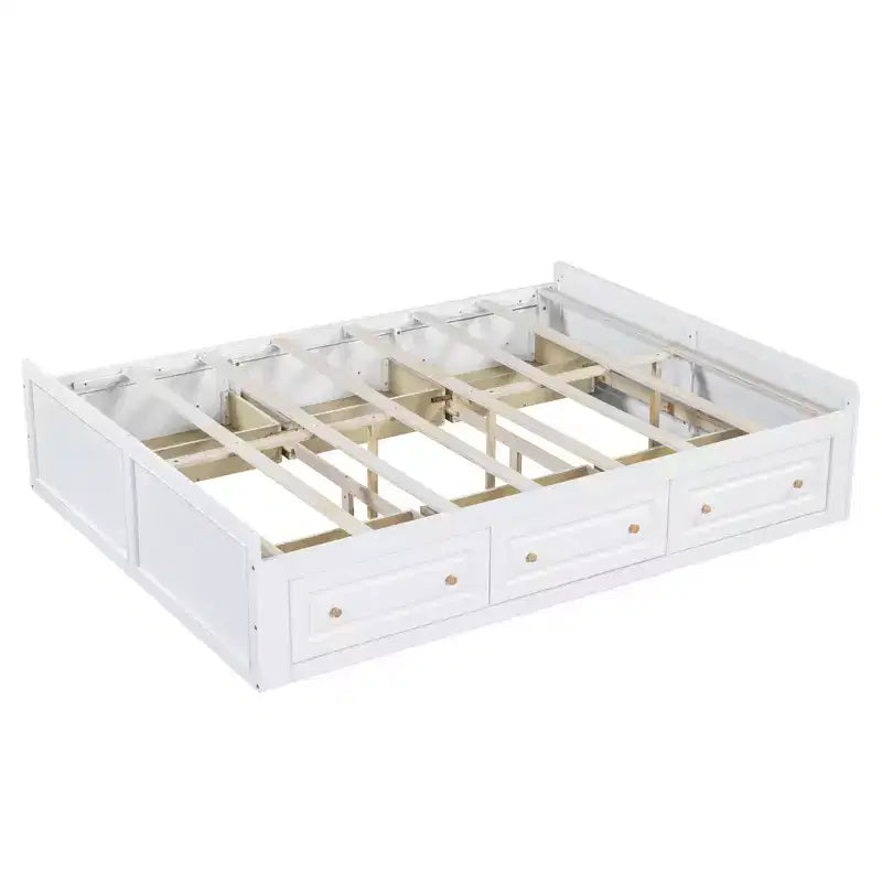 Lit plateforme en bois de taille Queen avec 6 tiroirs de rangement