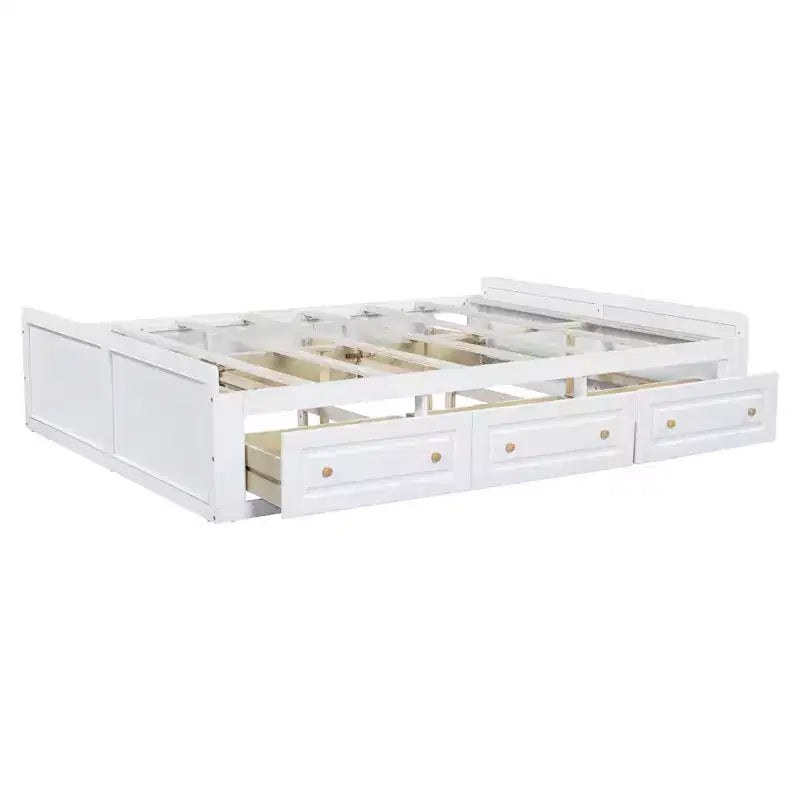 Lit plateforme en bois de taille Queen avec 6 tiroirs de rangement