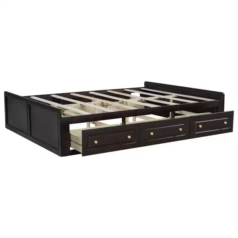 Lit plateforme en bois de taille Queen avec 6 tiroirs de rangement