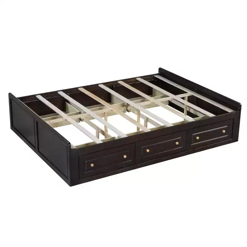 Lit plateforme en bois de taille Queen avec 6 tiroirs de rangement