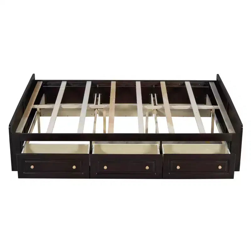 Lit plateforme en bois de taille Queen avec 6 tiroirs de rangement