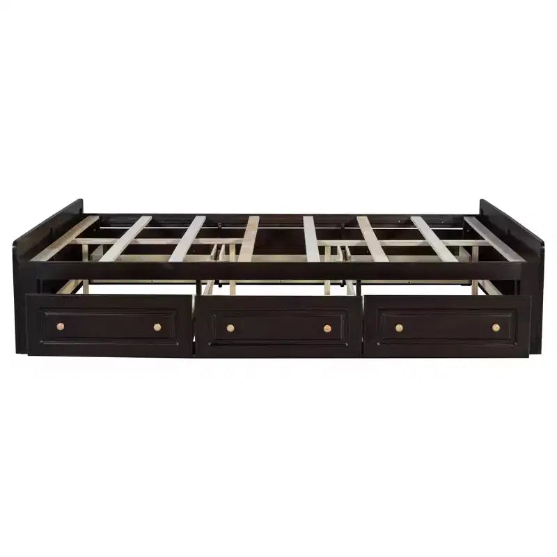Lit plateforme en bois de taille Queen avec 6 tiroirs de rangement