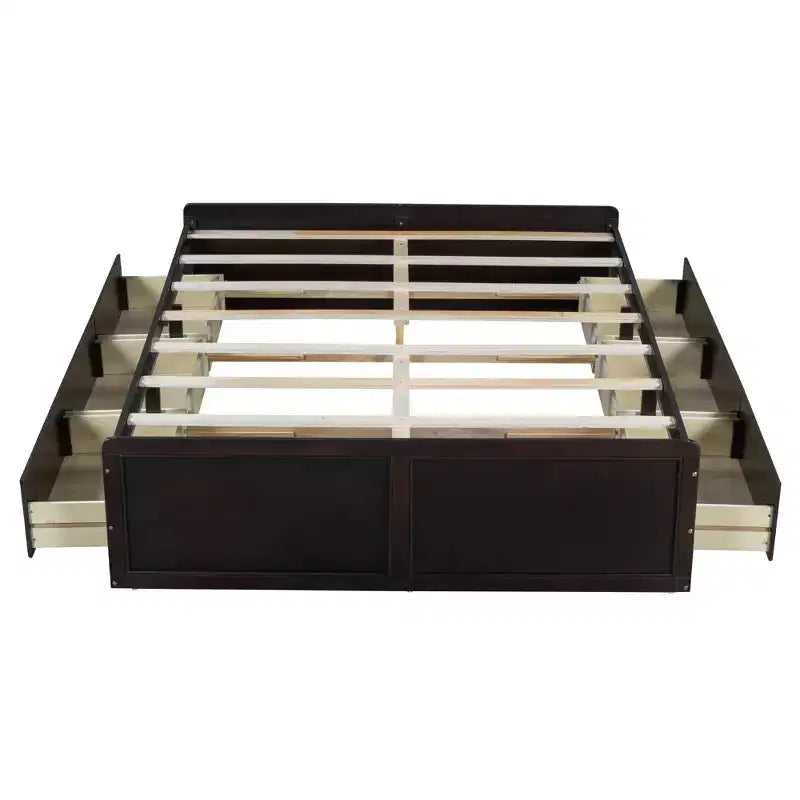 Lit plateforme en bois de taille Queen avec 6 tiroirs de rangement