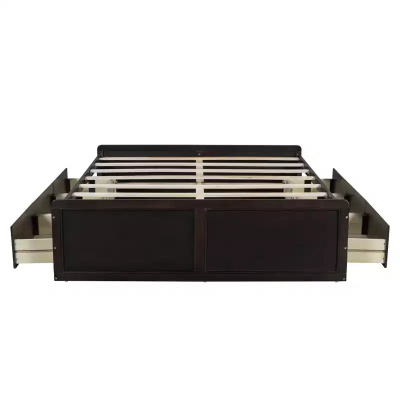 Lit plateforme en bois de taille Queen avec 6 tiroirs de rangement