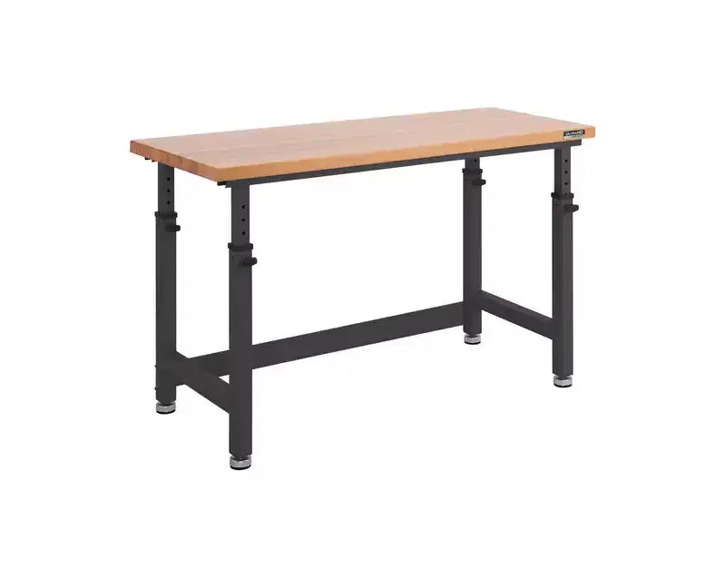 Table d'établi robuste de 152 cm de hauteur réglable avec plateau en bois
