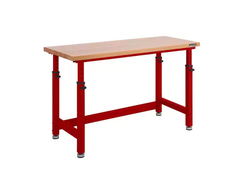 Table d'établi robuste de 152 cm de hauteur réglable avec plateau en bois