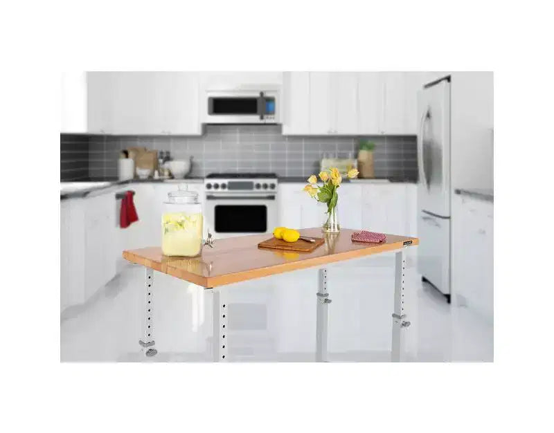Table d'établi robuste de 152 cm de hauteur réglable avec plateau en bois