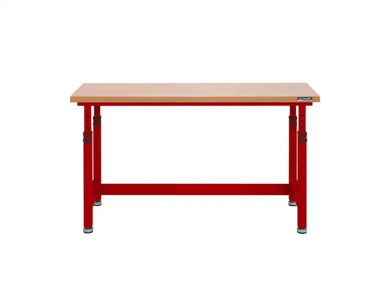 Table d'établi robuste de 152 cm de hauteur réglable avec plateau en bois