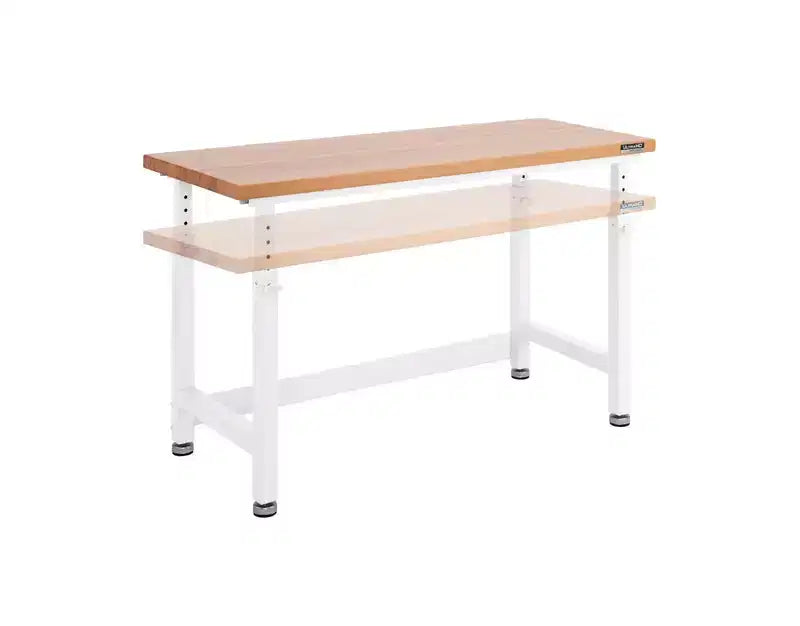 Table d'établi robuste de 152 cm de hauteur réglable avec plateau en bois