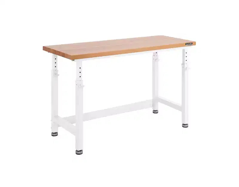 Table d'établi robuste de 152 cm de hauteur réglable avec plateau en bois