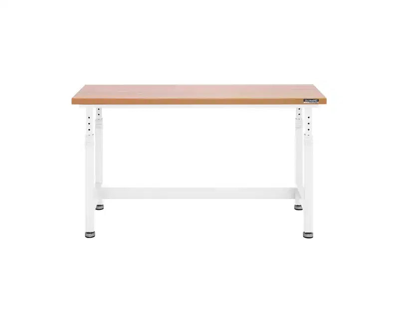 Table d'établi robuste de 152 cm de hauteur réglable avec plateau en bois