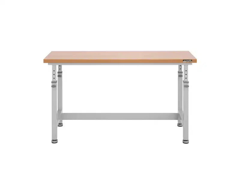 Table d'établi robuste de 152 cm de hauteur réglable avec plateau en bois