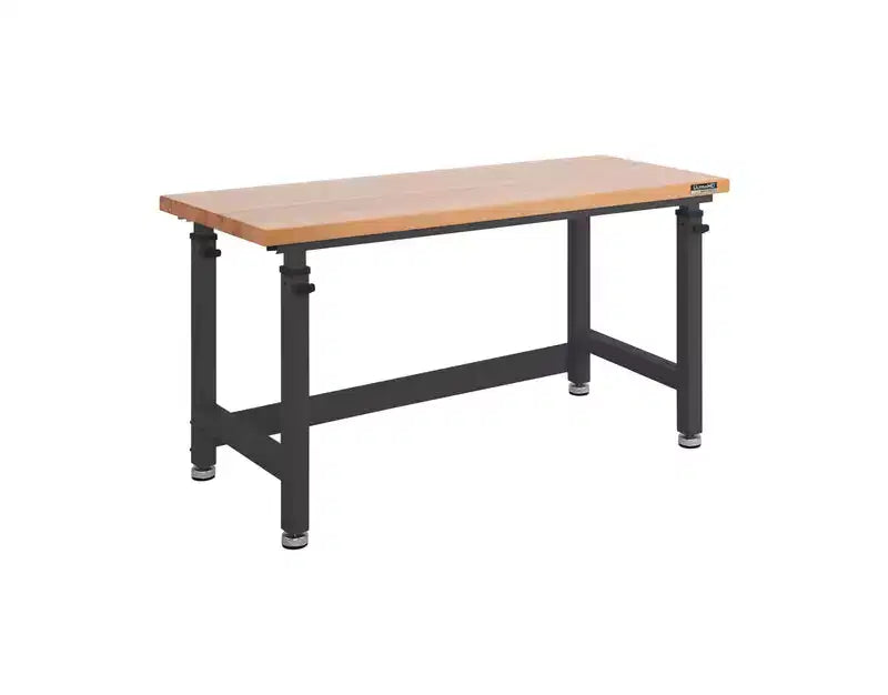 Table d'établi robuste de 152 cm de hauteur réglable avec plateau en bois