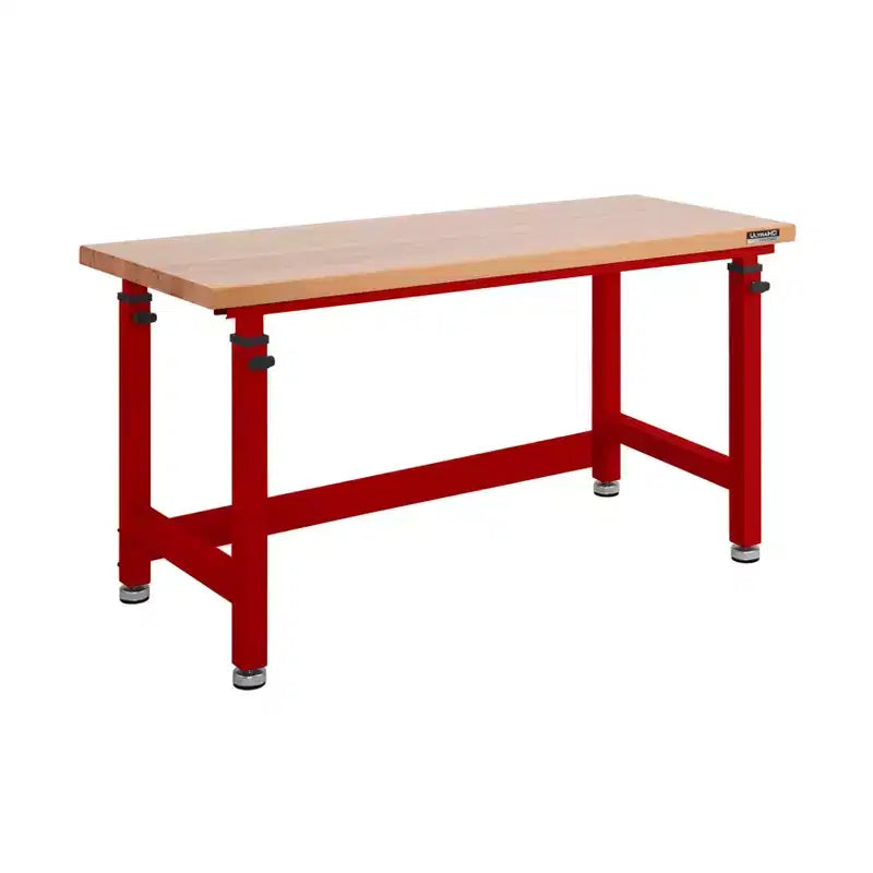Table d'établi robuste de 152 cm de hauteur réglable avec plateau en bois
