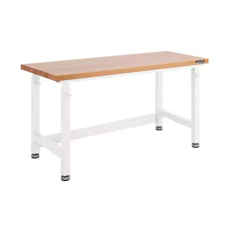 Table d'établi robuste de 152 cm de hauteur réglable avec plateau en bois