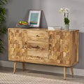 GDFStudio Latimer Boho Handmade Mango Wood Sideboard with Storage, Natural