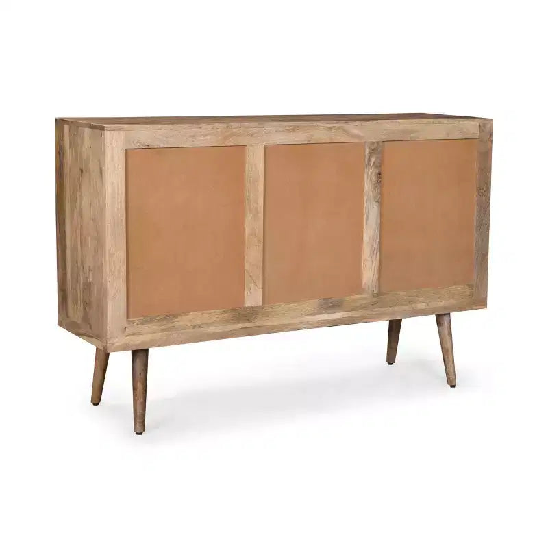Buffet en bois de manguier fait main style bohème avec rangement, naturel