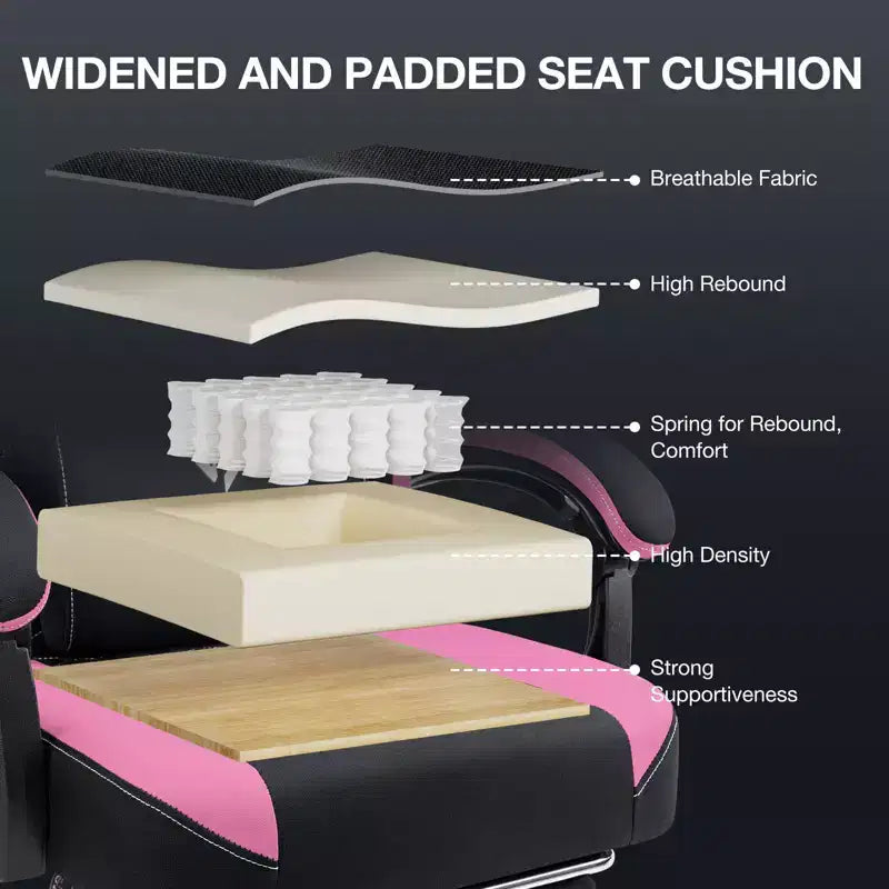 Fauteuil de gaming massant en tissu respirant, chaise de bureau ergonomique avec haut-parleur Bluetooth et repose-pieds