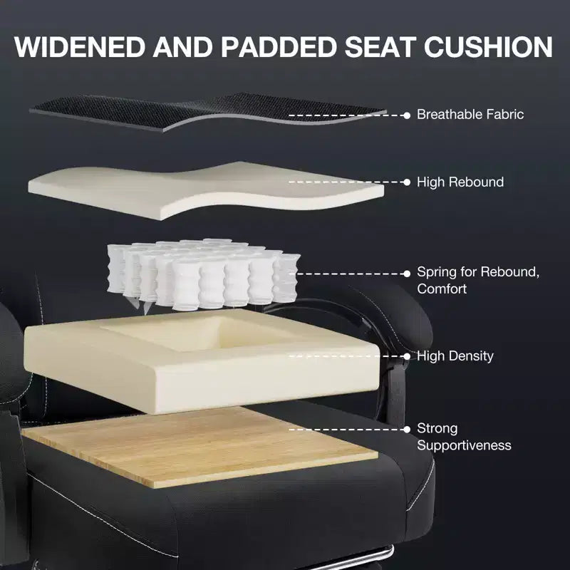 Fauteuil de gaming massant en tissu respirant, chaise de bureau ergonomique avec haut-parleur Bluetooth et repose-pieds