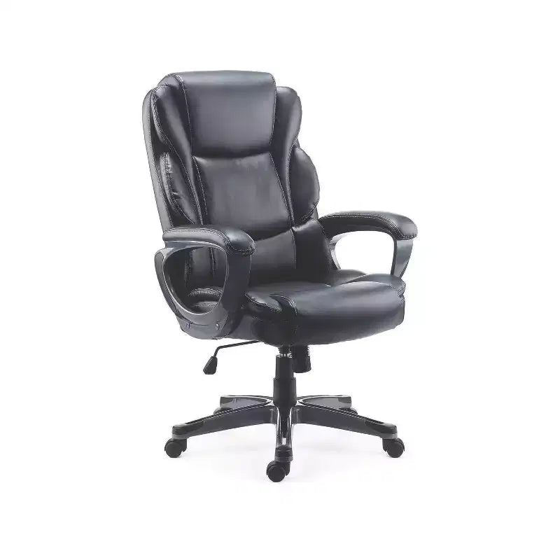Alera Kirkdale Bonded Leather Manager Chair - Black